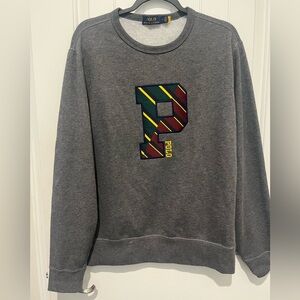 Ralph Lauren Gray Crewneck Sweater with Multicolor Design